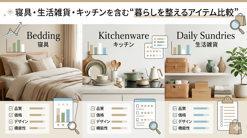 寝具・生活雑貨・キッチンを含む“暮らしを整えるアイテム比較