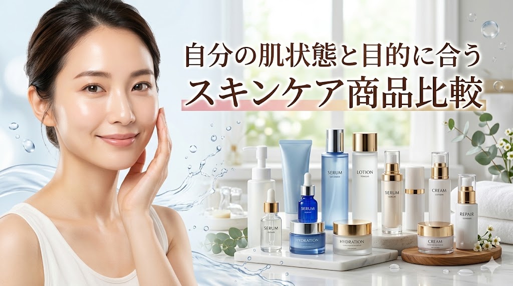 自分の肌状態と目的に合うスキンケア商品比較
